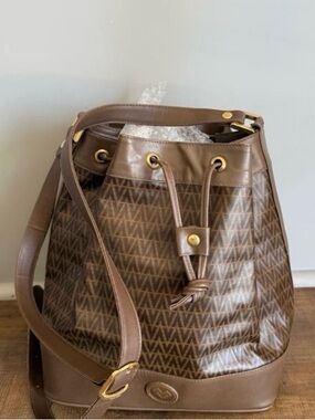 Valentino By Mario Valentino Brown Monogram Bucket Bag